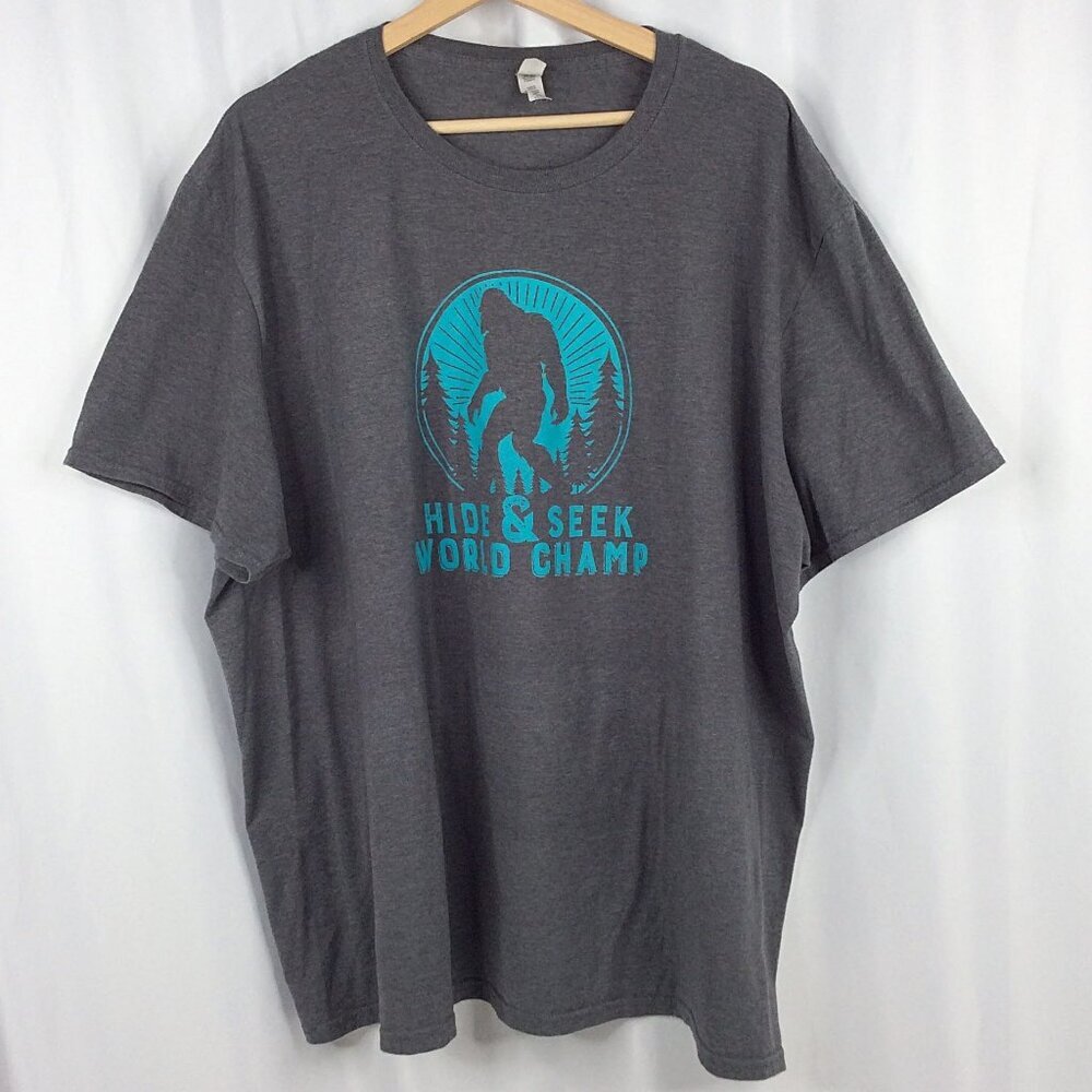 Bigfoot Sasquatch Graphic Print T-Shirt 3XL Hide & Seek World Champion SS Gray